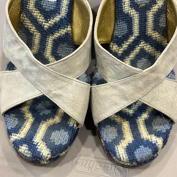 Stubbs & Wootton Platform Heel, Gorgeous blue print - Picture 3 of 4